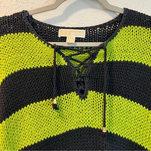 Women’s Michael Kors green and blue striped knit pullover sweater size XS - Picture 4 of 4